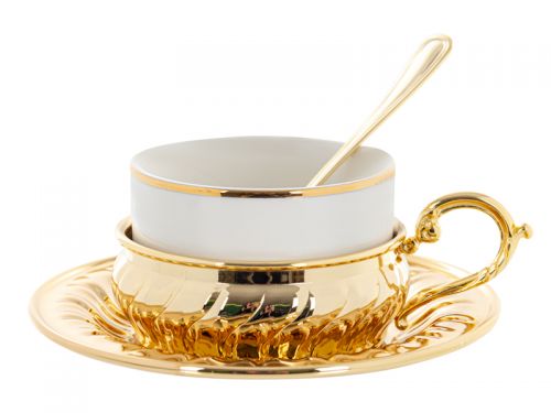 Набір для чаювання на 2 персони, золото 130 мл