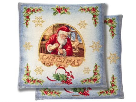 Наволочка новорічна гобеленова з люрексом 