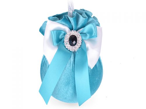 Ялинкова куля Ø 8 см з брошкою "Бірюзова підвіска"