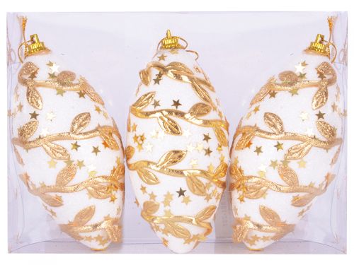 Набір ялинкових кульок 3шт, 6х12см