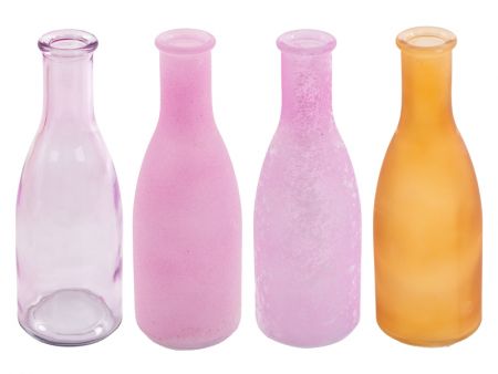 Набор из 4-х ваз Bottle soft pink h18 d6x26,5 см скло