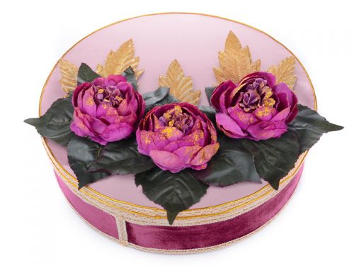 Подарункова коробка з квітковою композиціею (кругла,квадратна)"Бордова феєрія"