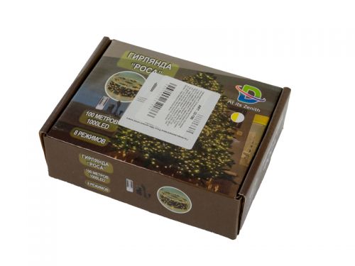 Гірлянда декоративна Роса 100м зелена нитка жовта (з пультом від мережі)