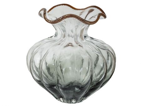 Сіра скляна ваза d24x24 см