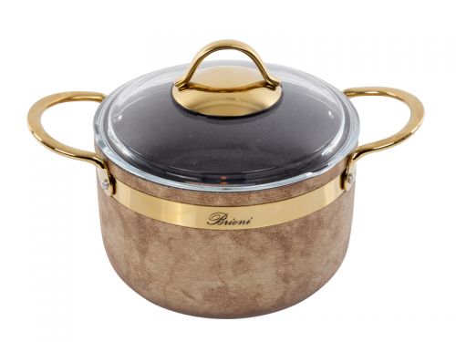 Набiр з 4 пр. Brioni "Royal Stone Ti̇gereye Gold" (Каструля 18 см 2,5 л/ каструля 20 см 3 л/ сковоро