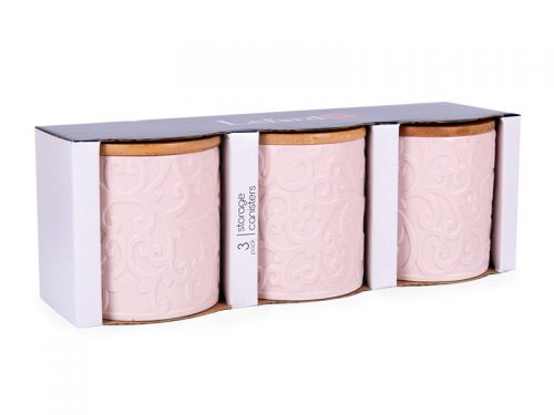 Набір з 3-х банок для сипучих з бамбуковою кришкою 10х10х11см