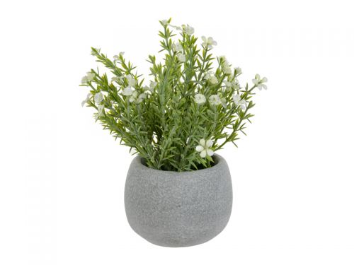 Штучна рослина Хебе білий 16х10х10 см (шовк штучний/ пластик/ цемент)