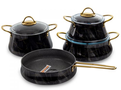 Набiр з 7пр. (Каструля 20см 3л/ 24см 3,5л/сотейник 26см 2,8л/сковорода 26см)дефект, без 1-й кришки