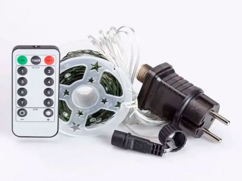 Гірлянда декоративна Роса 50м зелена нитка біла (з пультом від мережі)