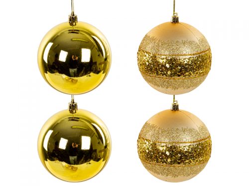 Набір ялинкових прикрас 4 штук 10 см золото (пластик)
