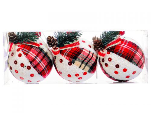 Набір ялинкових кульок 3шт, 8см