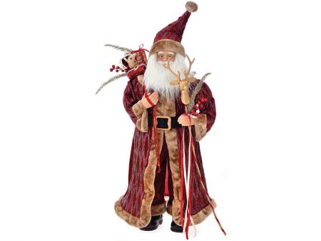 Різдвяний Санта Клаус вельвет бургунди, 95см