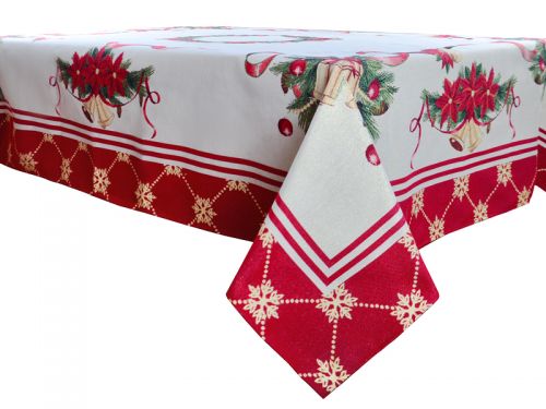 Скатертина гобеленова новорічна з люрексом  "CARPI" 140х140см