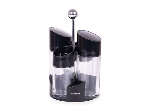 Набір з 4-х предметів (пляшка для олії 170мл, сіль-перець 100мл) на підставці