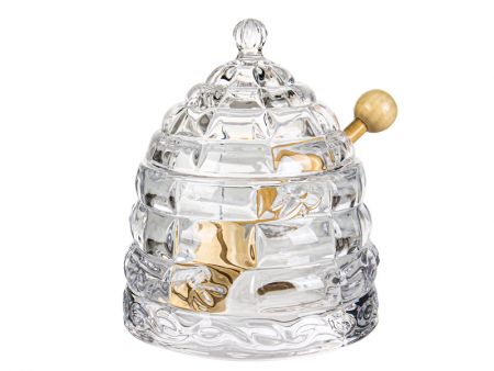 Банка для меду з деревяною палочкою, 14см.