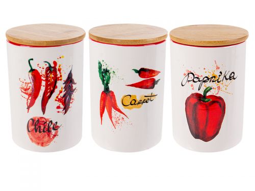 Набір банок для сипучих з 3-х шт "Hot vegetables" 1000мл 10x15см
