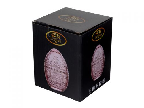 Ємність для зберігання «Яйце» 10х10х15,5 см 300 мл рожева (скло)