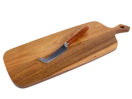 Дошка обробна і ніж для сиру 40х14х1,5 см (дерево)