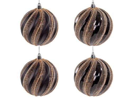 Набір ялинкових прикрас 4 штук 10 см чорний із золотом (пластик)