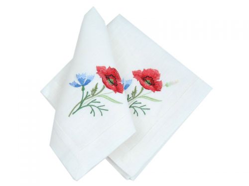 Серветка "Маки з волошками" 4шт. 40х40 (білий льон ТХ-90) мод.1
