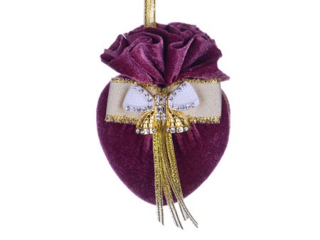 Ялинкова прикраса  серце з брошкою бант 