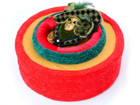 Подарункова коробка кругла з маскою зеленою 