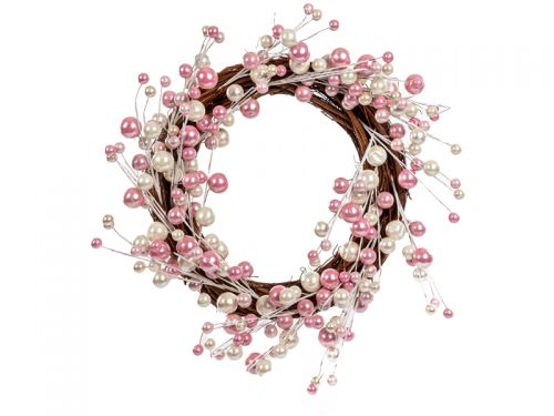 Декоративний вінок 40 см рожевий (пластик)