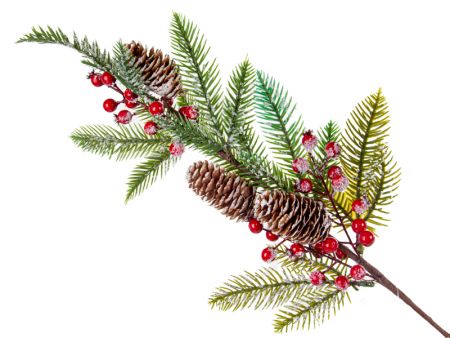 Гілка декоративна хвойна з ягідками 64 см (пластик)