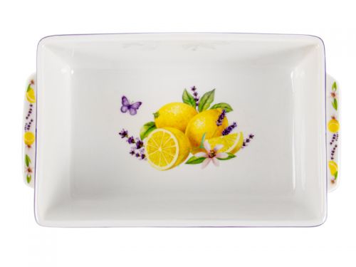 Блюдо з ручками з силіконовоі кришкою "Прованс" 20х12х6 СМ