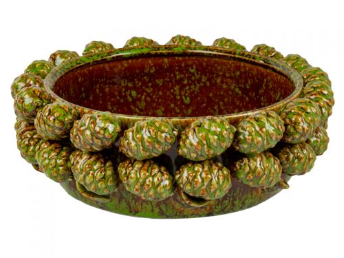 Кашпо "Шишки" 30х30х10 см зелене (кераміка)