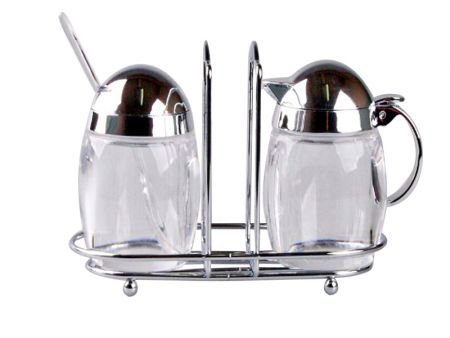 Набір для чаювання 2 пр. (Цукорниця з ложкою, молочник) на метал. підставці
