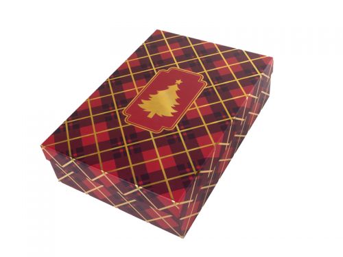 Подарункова коробка прямокутна новорічна 33х23,5х9 см.