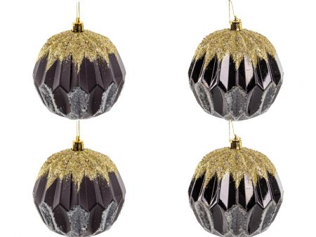 Набір ялинкових прикрас 4 штук 10 см чорний із золотом (пластик)