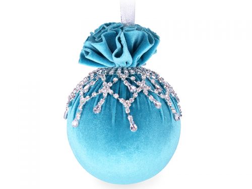 Ялинкова куля Ø 10 см з ажурною прикрасою "Бірюзова підвіска"