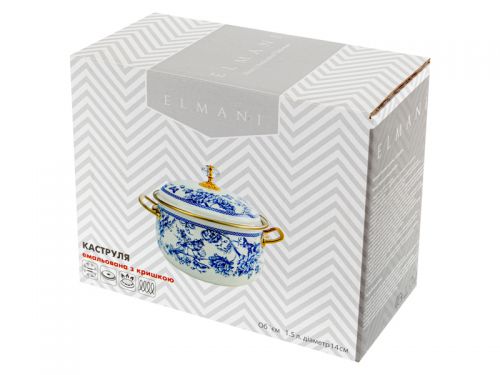 КАСТРУЛЯ ЕМАЛОВАНА "SICILY" ELMANI З КРИШКОЮ 1,5Л 14СМ