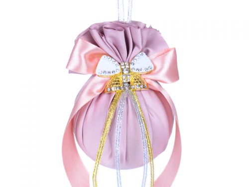 Ялинкова куля Ø 8 см атласна з бантом 