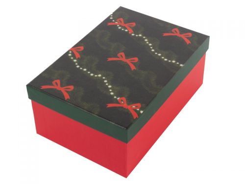 Подарункова коробка прямокутна новорічна 23х16х9,5 см.