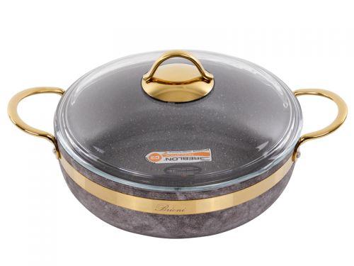 Набiр з 4 пр. Brioni "Royal Stone Sandstone gold" (Каструля 18 см 2,5 л/ каструля 20 см 3 л/ сковоро