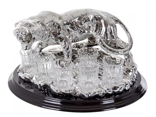 Набір для горілки 6 чарок (40 мл) на підставці Тигр 33х23х20 см