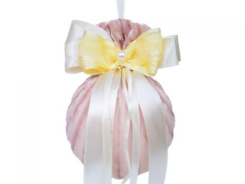Ялинкова куля Ø 10 см з двойним бантом i перлиною 