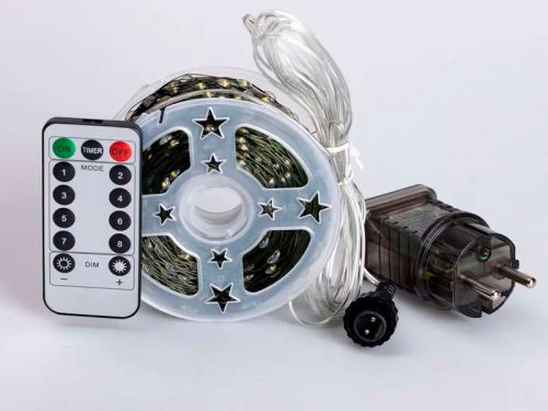 Гірлянда декоративна Роса 200м зелена нитка жовта (з пультом від мережі)