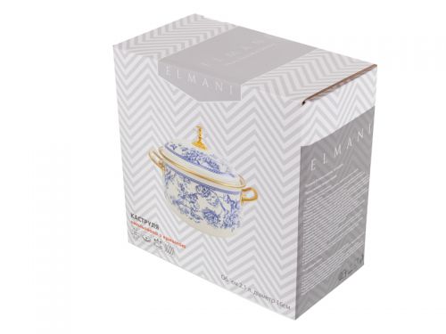 Каструля емальована "Peony" ELMANI з кришкою 2,1л, Діаметр=16см, ВИСОТА=11см