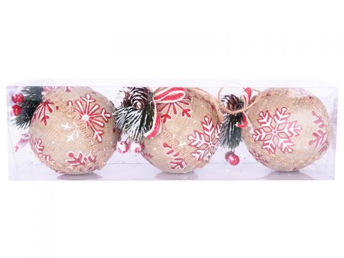 Набір ялинкових кульок 3шт, 8см