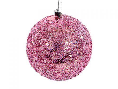 Набір ялинкових прикрас із 8 штук 10 см рожевий (пластик)