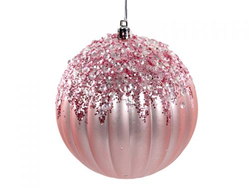Набір ялинкових прикрас із 6 штук 10 см рожевий (пластик)
