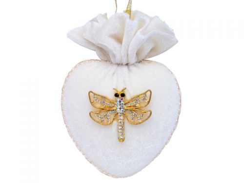 Ялинкова прикрасаØ 8 см Серце із стрекозою 