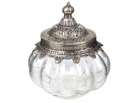 Скляна декоративна банка з металевою кришкою 14x14см