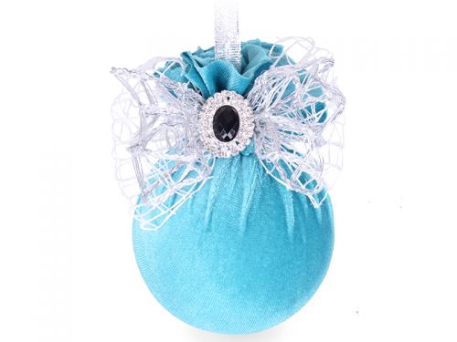 Ялинкова куля Ø 8 см з брошкою "Бірюзова підвіска"