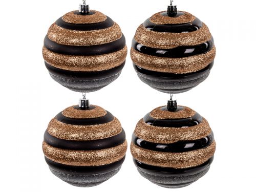 Набір ялинкових прикрас 4 штук 10 см чорний із золотом (пластик)