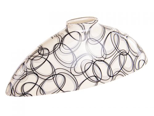 ВАЗА КЕРАМ. З МАЛ., 17,2х38,7х12СМ, КОНУС. БIЛО-СI